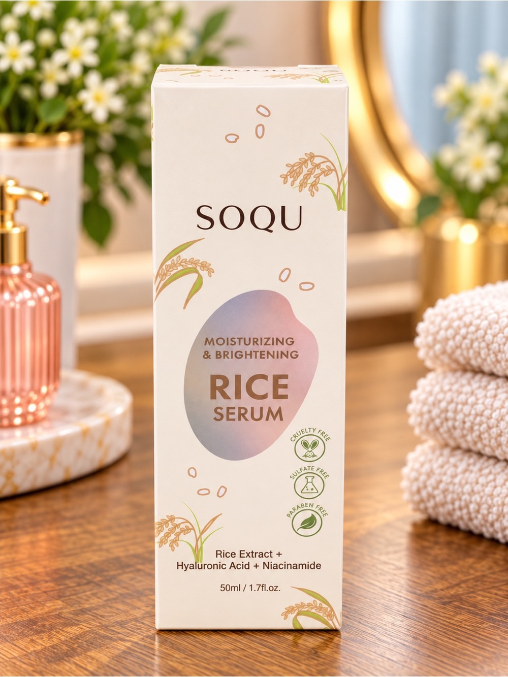 Rice Serum - Moisturizing & Brightening (Cream/Pale Pink Accent)